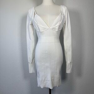 Herve Leger women’s cutout v neck open back bandage mini long sleeve dress XS/S